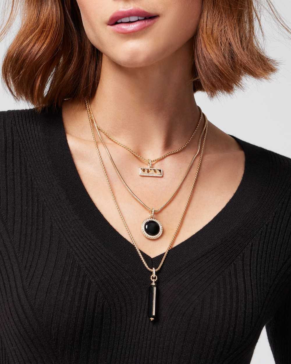 Multi Black Glass Pendant Necklace